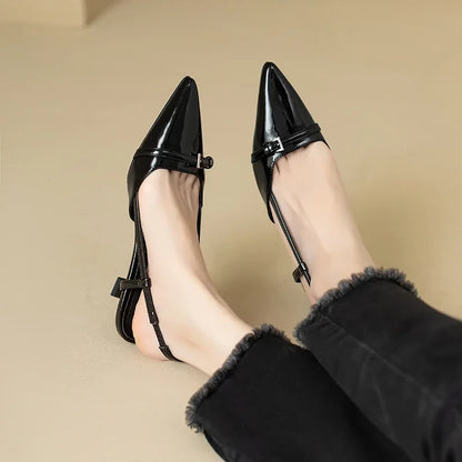 Pointed Toe Sexy Mid Heels Party Shoes Women Sandals Designer Summer Brand Pumps Slingback Casual Shoes Dress Slippers New