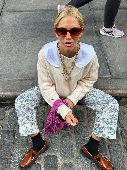 maoxiangshop -  Solid Round Neck Long Sleeved Sweater Women Loose Warm Knitwear Pullover Autumn Winter Fashion Female Street Jumper
