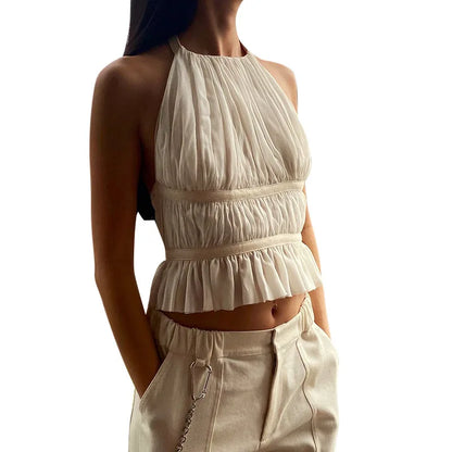 maoxiangshopSexy Y2K Fashion Camisole Womens Backless Sleeveless Chic Design Summer Bandage Streetwear Wild Elegant Slim Tank Tops Vest
