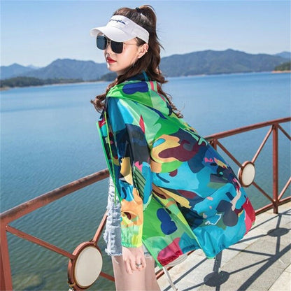 maoxiangshop Female Summer New Camouflage Thin Sun Protection Clothing Women Short Anti-Ultraviolet Korean Sun Protection Clothing