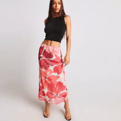 Summer Print Skirt Women A-Line Trendy Y2K Skirts Harajuku Knee-Length Casual High Waist Party Streetwear Bodycon E-girl Skirt