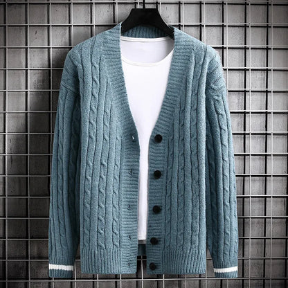 maoxiangshop Autumn Men's Sweater Cardigan Slim Fit Single Breasted Solid Color Knitted Cardigan Men Causal Sweatercoat Mens Clothing