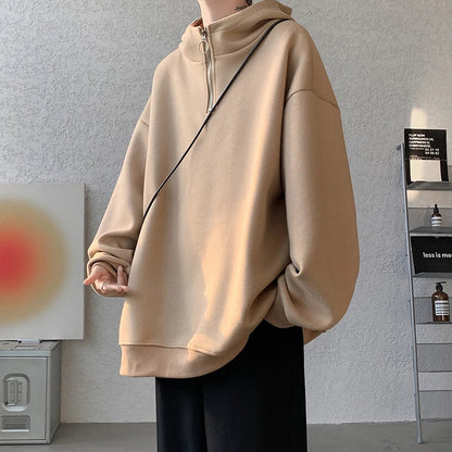 maoxiangshop Turtleneck Hoodie Zipper Pullovers Streetwear Hip Hop Hooded Sweatshirt Men Clothing Korean Couples Harajuku Coat