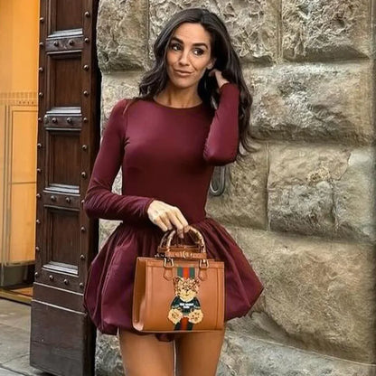 maoxiangshop  -  Woman Skirt Two Pieces Set Tight Backless Twist Crop Top High Waist Bud Skirt Elegant Suit Solid Lady Autumn Fashion New