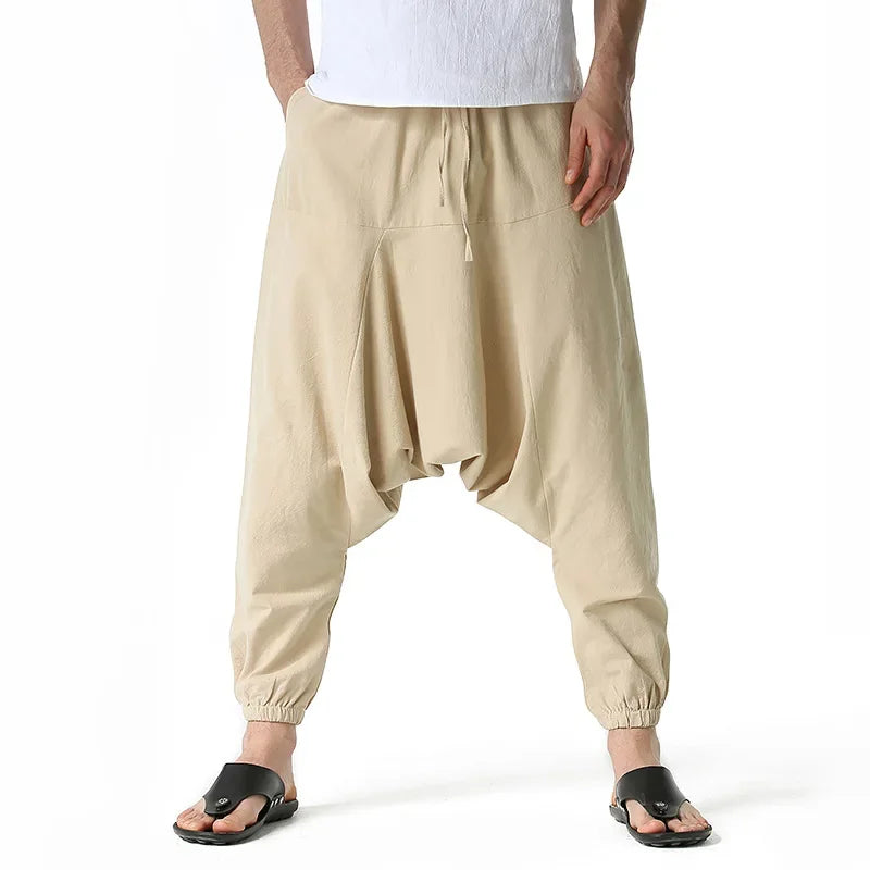 maoxiangshop New Men Harem Pants Sweatwear Baggy Casual Yoga Loose Cotton Sport Jogging Pants Worker Cross Pants for Men