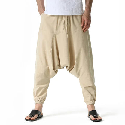 maoxiangshop New Men Harem Pants Sweatwear Baggy Casual Yoga Loose Cotton Sport Jogging Pants Worker Cross Pants for Men