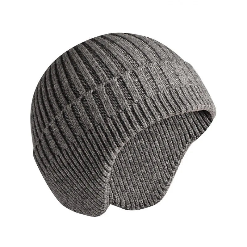 maoxiangshop Solid Knitted Hat Winter Imitation Rabbit Fleece Hats for Men Warm Ear Caps Autumn Beanie Hat Men's Winter Cap