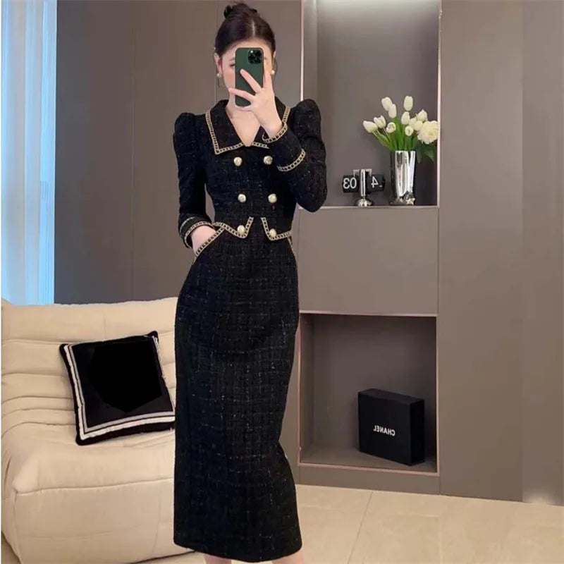 2024 Spring Women New High End Celebrity Style Slim Suit A-line Dress Korean White Mid Length Blazer Dress For Splicing Coat