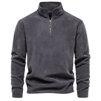 maoxiangshop Autumn Winter New Warm Polo Shirts Men's Lamb Wool Sweatshirt Standing Neck Half Zip Long Sleeve Fashion Versatile Men Tees Tops
