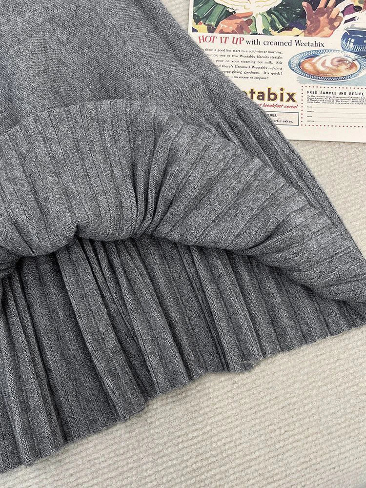 maoxiangshop  -  New Autumn Women's Knitted Three Pieces Sets Chic Office Ladies Pullover Sweater + High Waist Pleated Skirt Suits