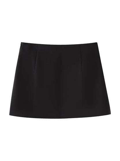 maoxiangshop  -  Girls Cute Jewelry Decoration Fashion Black Mini Skirts 2024 Womens Summer Casual High Waist Black Short Skirt