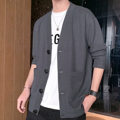 maoxiangshop Men's Jacket Summer Ice Silk Quick Drying Jacket High-End Business Casual Waistcoat Solid Color All-In-One Trench Coat 5XL