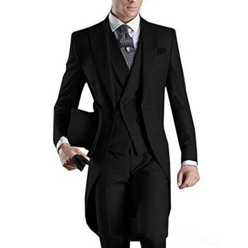 maoxiangshop Custom Made White/black/grey/burgundy Tailcoat Men Party Prom Groomsmen Suits For Wedding Tuxedos Jacket+pants+vest