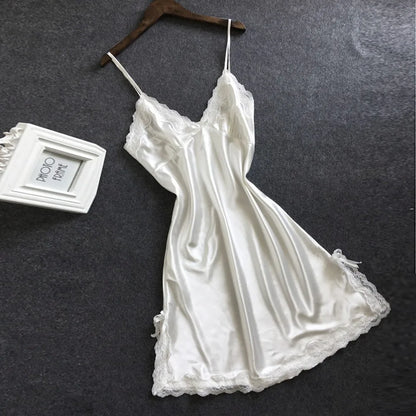 Lace Patchwork Camisola Lingerie Nighty Wedding Silk Dress 2022 Sleep Wear Nightdress Clothes Women Nightgowns Sexy Nightwear