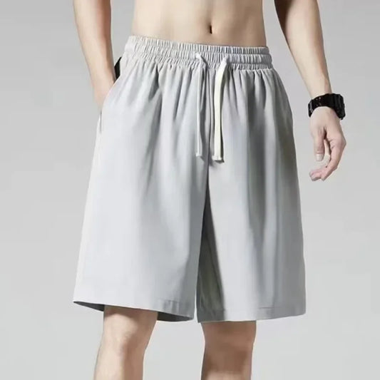 maoxiangshop Spring Summer Split Pants for Men's Slim Outdoor Sports Running Loose Oversized Outerwear Shorts with Ice Silk Sports Shorts
