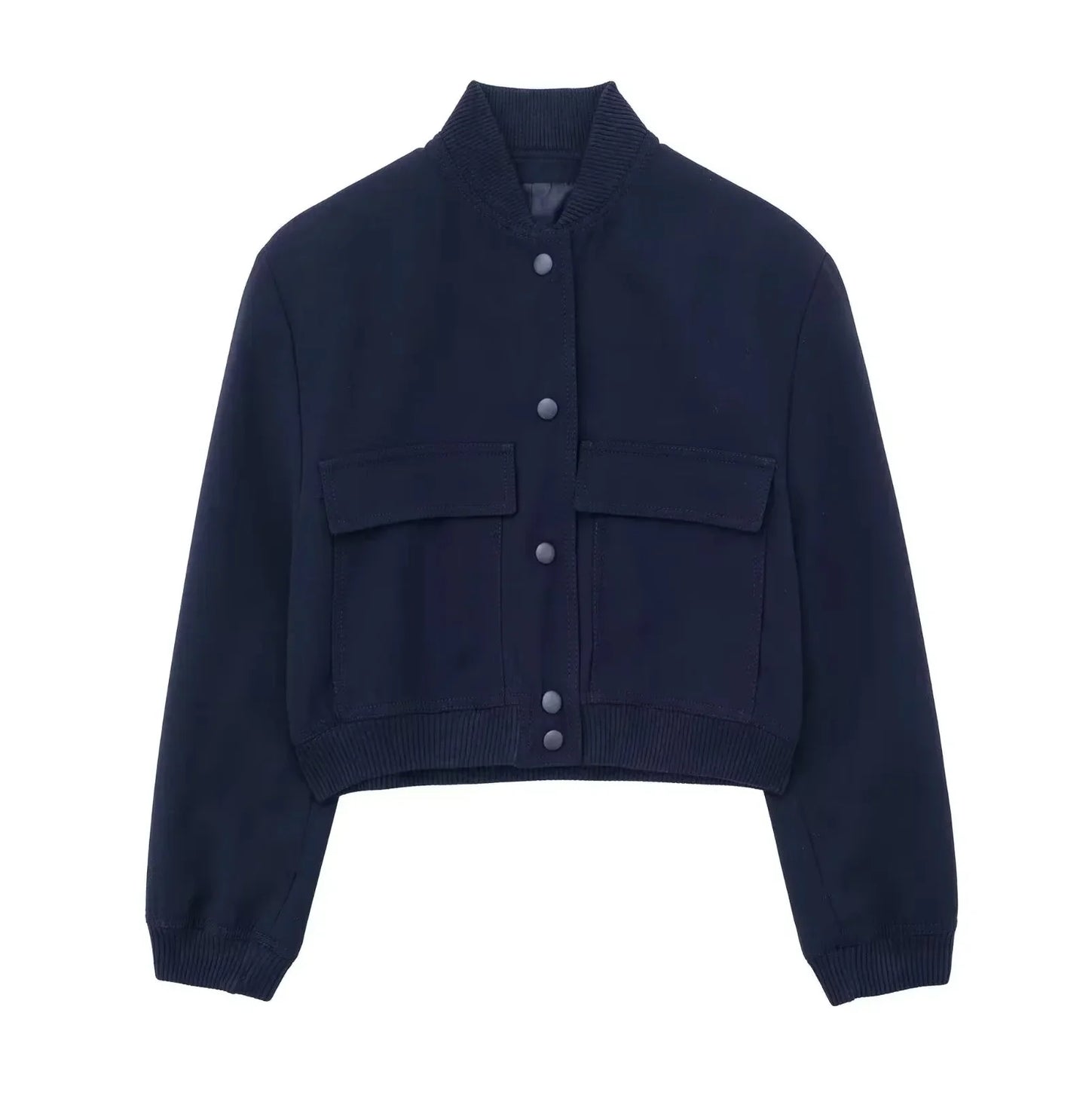 maoxiangshop  -  Y2K Style Jacket Women New Autumn Big Pocket French Jacket Coat Women Solid Color Single-breasted Baseball Outerwear Tops