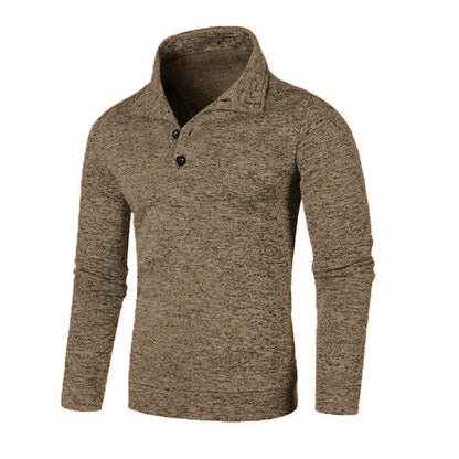 maoxiangshop Sweatwear Long Sleeve Solid Color Turtleneck Men Button Winter Autumn Pullover Warm Sweaters Jumper Slim Fit Casual Sweashirts
