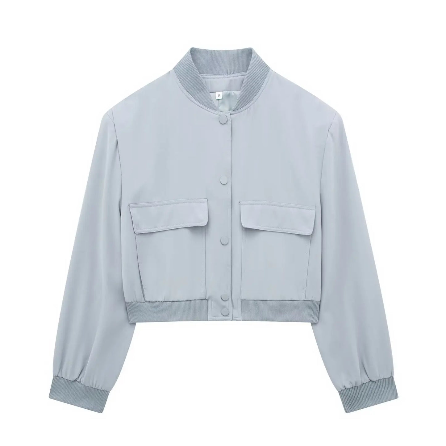maoxiangshop  -  Y2K Style Jacket Women New Autumn Big Pocket French Jacket Coat Women Solid Color Single-breasted Baseball Outerwear Tops