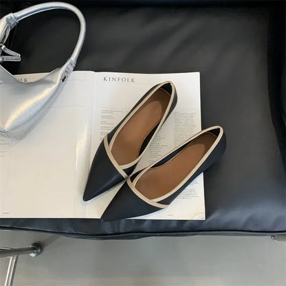 maoxiangshop  -  Luxury Designer Elegant Pointed Toe Women Pumps 2024 Autumn Comfort Soft Leather Wedge Shoes Women Shoes Office Flats Loafers