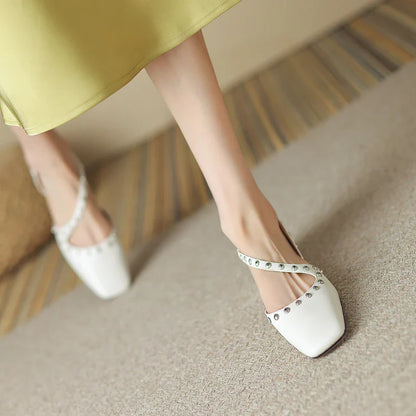 maoxiangshop  -  New Spring/Autumn Women Pumps square Toe Chunky Heel Mary Janes Solid  Women Shoes for Women zapatos de mujer