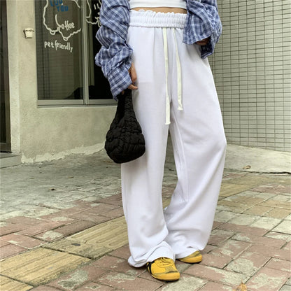 maoxiangshop  -  Sports Pants Women Solid Mopping Chic Casual Winter Daily 2025 Mujer High Waist Slim Loose All Match Streetwear