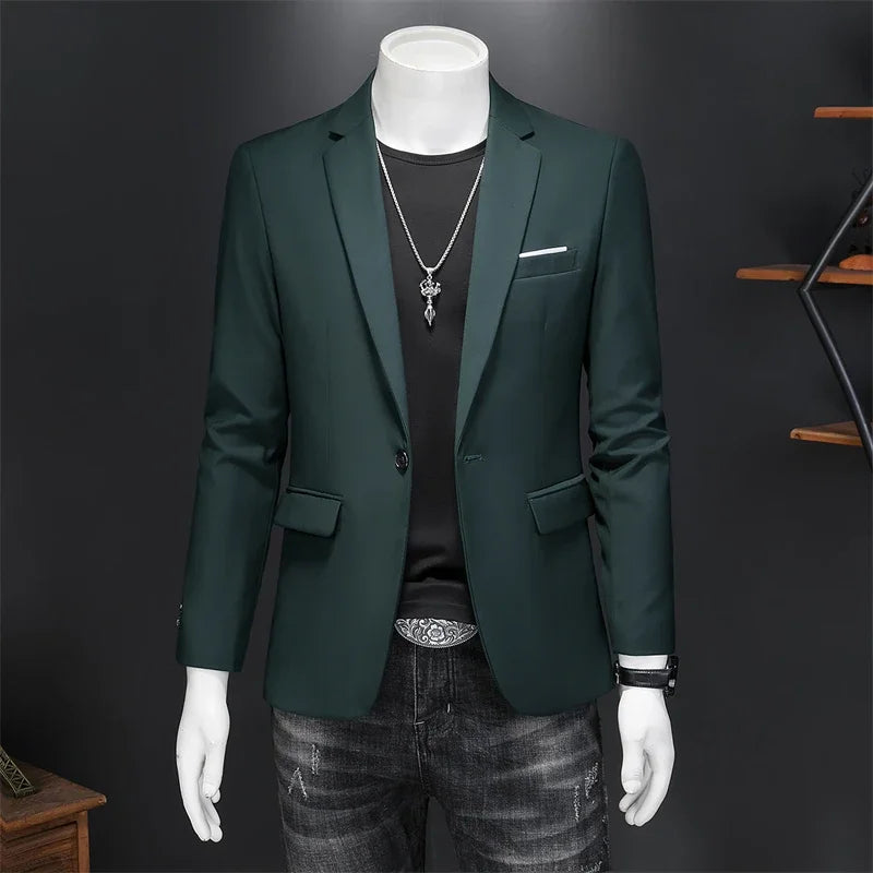 maoxiangshop High Quality Business Slim Fit Single Buttons Suits Jacket Men Slim Fit Casual Fashion Wedding Groom Tuxedo Blazer Coats 6XL-M