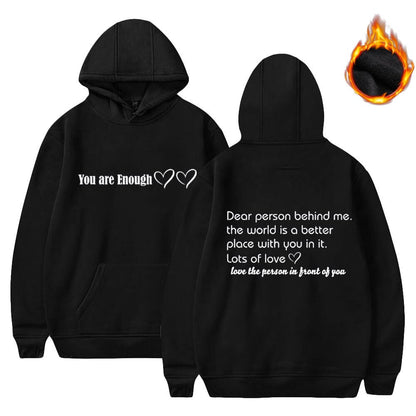 maoxiangshop 600g Cotton Top Quality Autumn Winter Fleece Long Sleeve Pullovers Dear Person Behind Me Hoodie Couple Family Love Romantic Gift