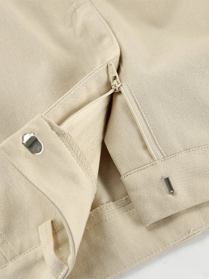 maoxiangshop  -  Khaki Classic Wide Leg Pant Women High Waist Pocket Loose Simple Trouser 2024 Autumn Winter Streetwear Fashion Casual Pants New