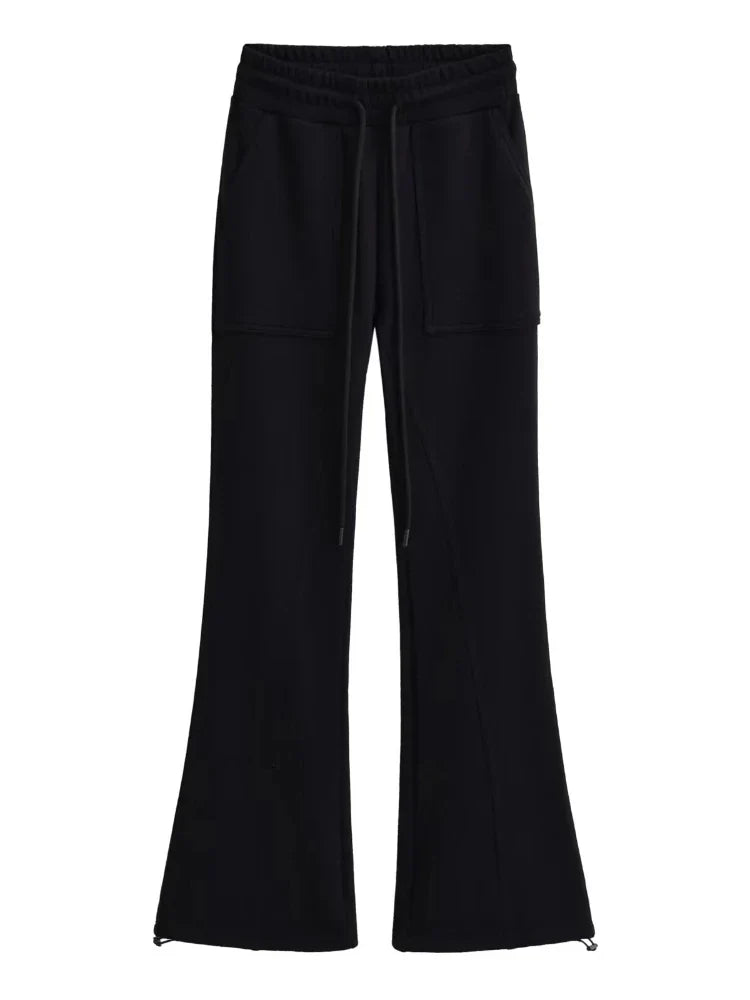 maoxiangshop -  Lace Up Loose Cargo Pants Women High Waist Fashion Pocket Baggy Sweatpants Women's Solid Streetweat Woman Autumn New
