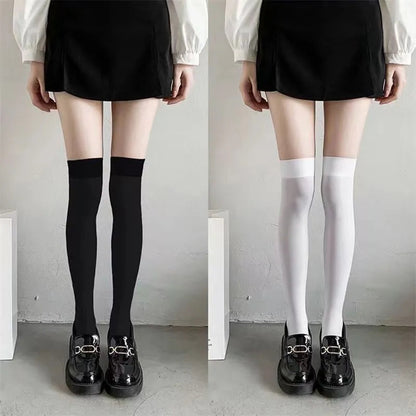 maoxiangshop Soild Color Black White Socks for Women Cute Lolita Sweet Thin Legging Ladies Girls Sexy Stockings Women