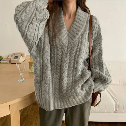 Winter Women Sweater Women Clothing Knitted Loose Sweater Wool Oversize Pullover Woman Sweaters Girls Thick Long Sleeve Top Tarf