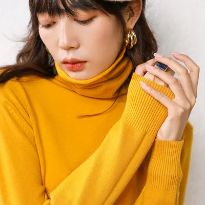 Autumn Winter Sweater Turtleneck Slim Fit Basic Pullovers 2023 Fashion Korean Knit Tops Bottoming Womens Sweater Stretch Jumpers