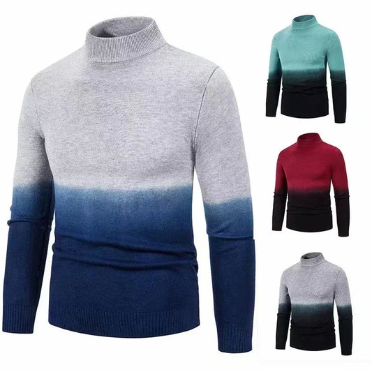 maoxiangshop Autumn and Winter New Men's Half High Neck Slim Fit Knitwear Trend Gradual Overlay Soft Fit Thin Sweater