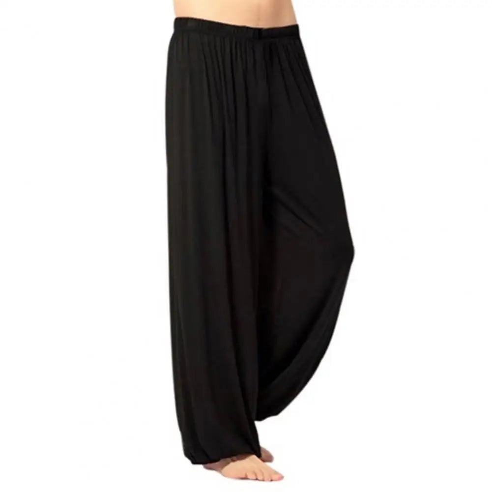 maoxiangshop Pure Color Loose Straight Pants Men Sweatpants Modal Casual Spring Long Trousers Men Sports Yoga Pants Trendy Dance Clothing