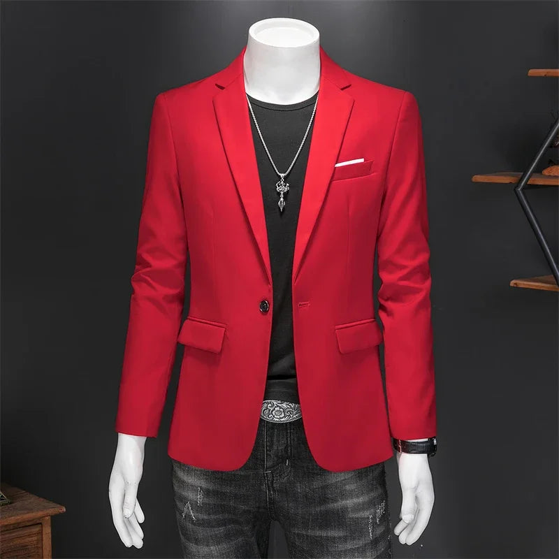 maoxiangshop High Quality Business Slim Fit Single Buttons Suits Jacket Men Slim Fit Casual Fashion Wedding Groom Tuxedo Blazer Coats 6XL-M