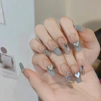 maoxiangshop 24pcs Wearable Pink Press On Fake Nails Tips With Glue false nails design Butterfly Lovely Girl false nails With Wearing Tools