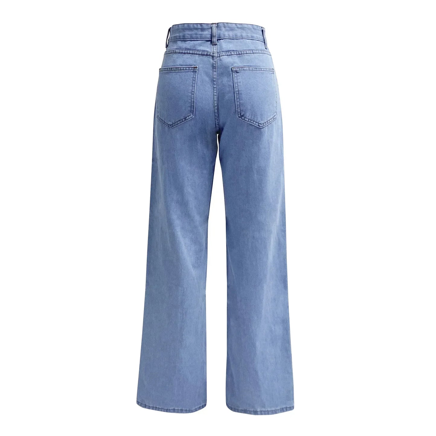 maoxiangshop Denim Jeans Women Straight Pants Washing High Waist Loose Pockets Basics Ankle Length Y2k Blue Pants Streetwear Slight Strech