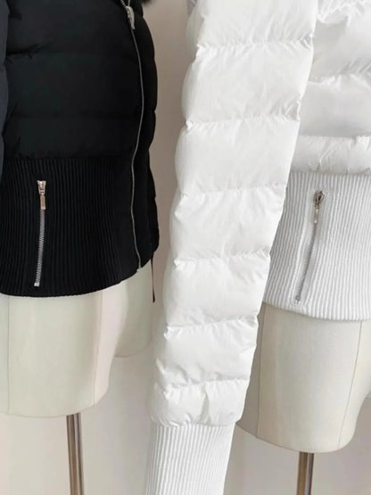 maoxiangshop  -  Winter Clothes Women Short Parkas Solid Fur Hooded Puffer Jacket Fashion Parkas Thicken Warm Female Cotton Padded Coat Outwear