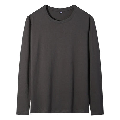 maoxiangshop New Base Shirts Spring Summer Mens O-Neck T-Shirt Long Sleeve T Shirt Male Solid Tshirt Man Clothing Tshirt Men Tops Tees
