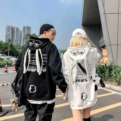 maoxiangshop Animal Women Hoodies Harajuku Kawaii Rabbit Hoodie Sweatshirt Tops Korean Bunny Graphic Outerwear Korean Couple E Girls Hoodie