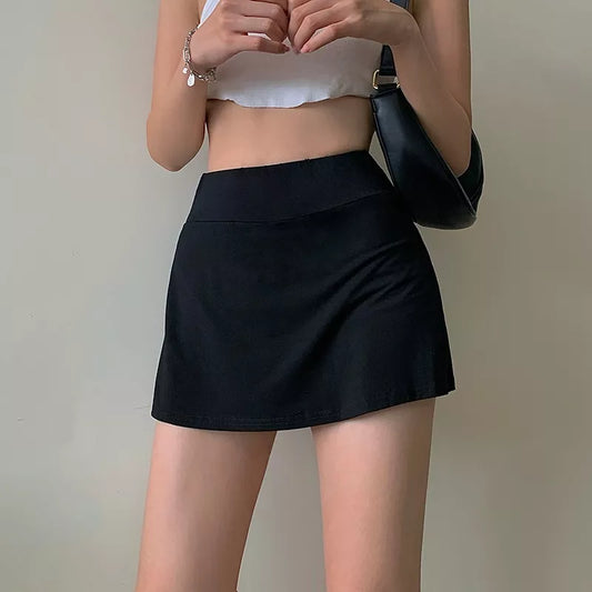 maoxiangshop Tennis Skirt Women High Waist Sexy Girl Tight Bag Hip Short Skirt Summer Sports Culottes split A-line Mini skirt Y2K