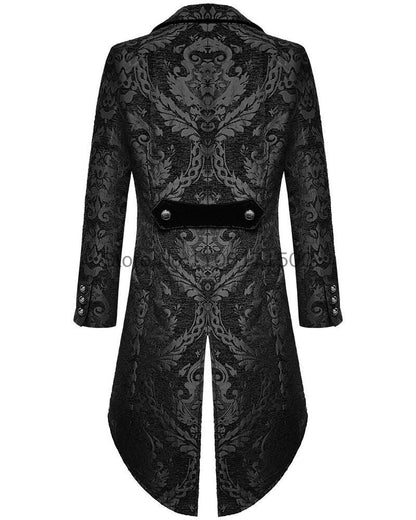 maoxiangshop Adult Men Medieval Cosplay Black Jackets Devil Fashion Gothic Steampunk Tailcoat Costume Black Brocade Damask Wedding Halloween