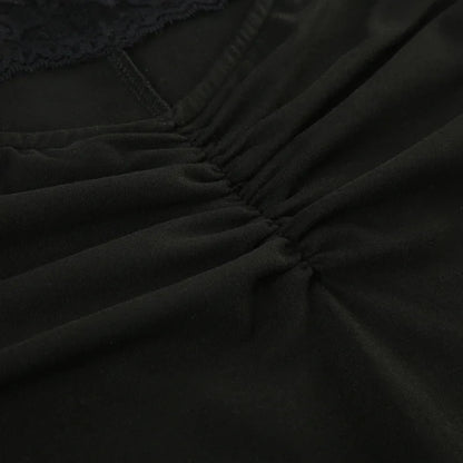 maoxiangshop  -  2024 Autumn Lace Patchwork Hollow Out Skinny Playsuits Women Sexy Off Shoulder Long Sleeve Skinny Rompers Club Party Jumpsuits