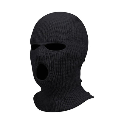 maoxiangshop Winter men's face mask, warm hood, sports scarf, skiing hat, three hole wool hat, outdoor cycling knitted pullover hat