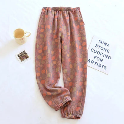 maoxiangshopSpring Summer New Women Sleep Bottoms Pajama Pants Soft Cotton Lounge Trousers Elastic Waist Thin Home Style Nightwear
