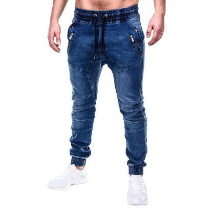 maoxiangshop Men's Outdoor Summer Riding Jeans Motorpoof Jeans Skinny Jeans Fashion Pockets Denim Pencil Pants Ankle Tied Denim Trousers