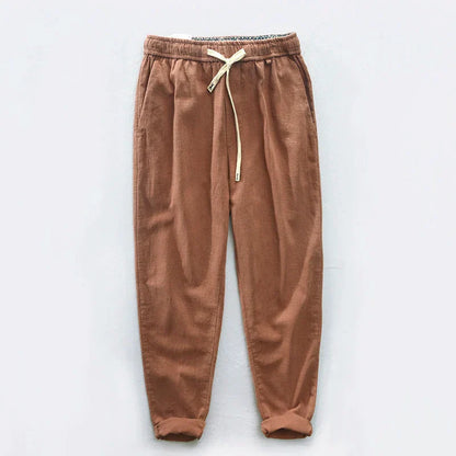 maoxiangshop 7 Colors Men's Cotton Linen Pants Male Spring Summer Casual Solid Color Thin Linen Cargo Trousers Streetwear M-XXXL