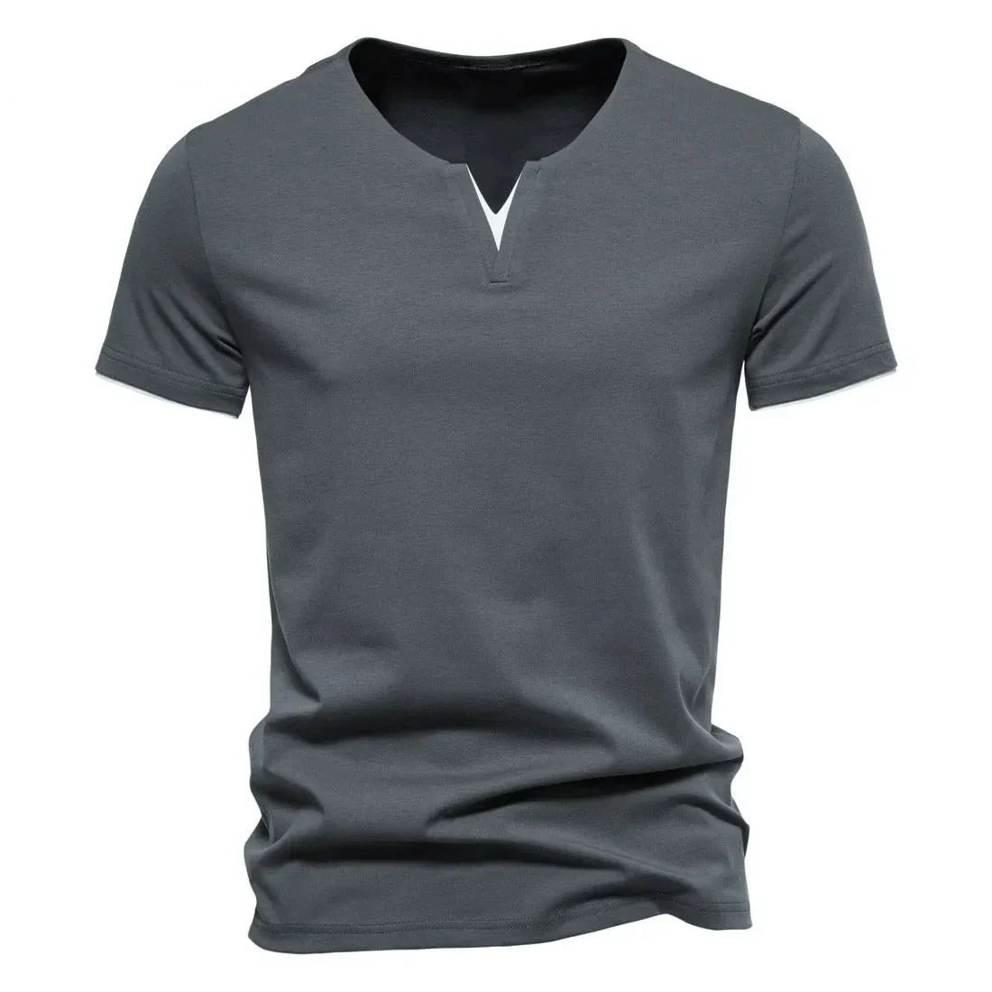maoxiangshop Mens Short Sleeve Henley Shirts Casual Cotton Slim Fit Basic Summer V Neck T-Shirt