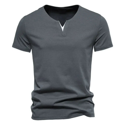 maoxiangshop Mens Short Sleeve Henley Shirts Casual Cotton Slim Fit Basic Summer V Neck T-Shirt
