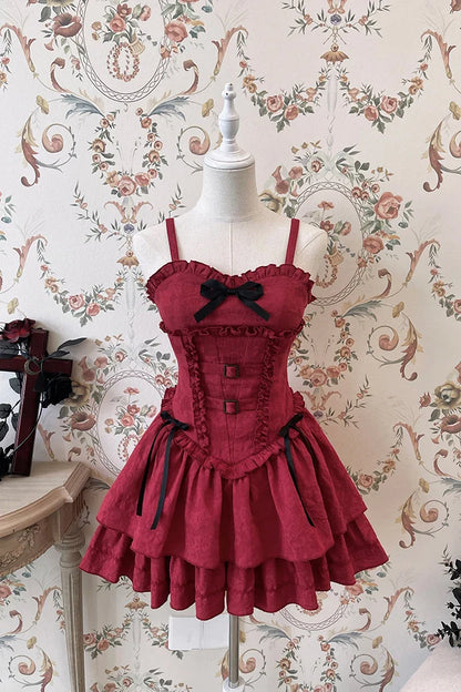 maoxiangshop  -  Lolita Hunter Dark Gothic Waist Slimming Halter Dress